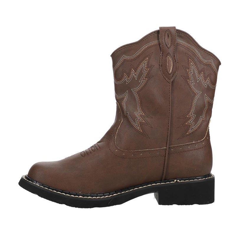ROPER Womens Chunk Rider Embroidery Round Toe Casual Boots Ankle Low Heel 1-2" - Brown - Size 9 B - Image 3